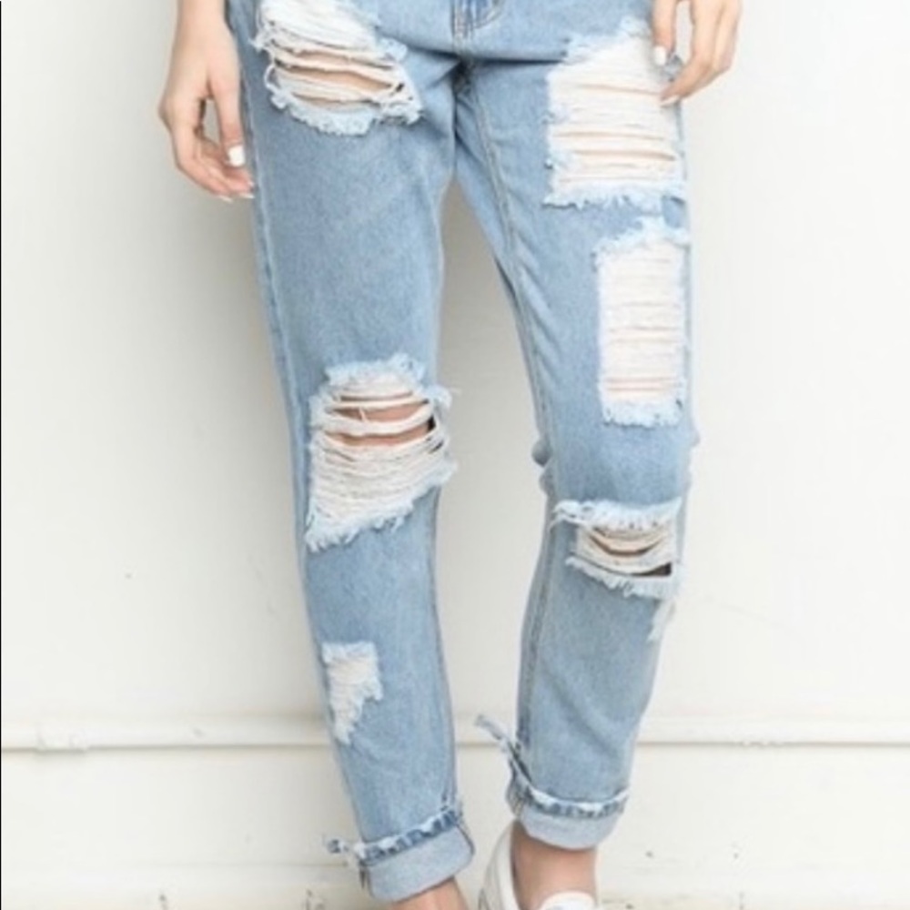 Light blue Brandy Melville distressed jeans